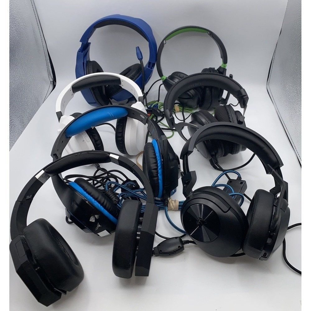 Lot of 7 Assorted Wireless Gaming Headset Headphones - Untested